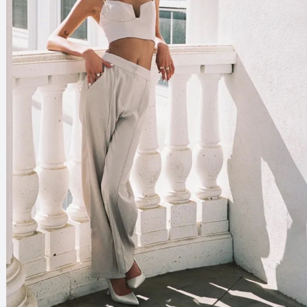 NWT, Princess Polly, Rylee Pants, Beige, Wide-Leg Trousers, Size 6